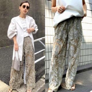 アメリヴィンテージ(Ameri VINTAGE)のameri MEDI EMBROIDERY TULLE PANTS(カジュアルパンツ)