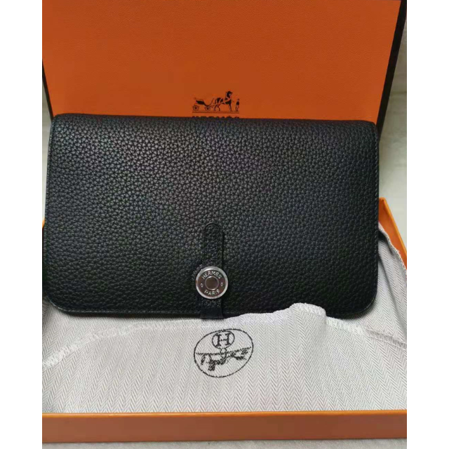 早い者勝ち❣️HERMES エルメス ドゴン グレー  ブラック 財布 長財布