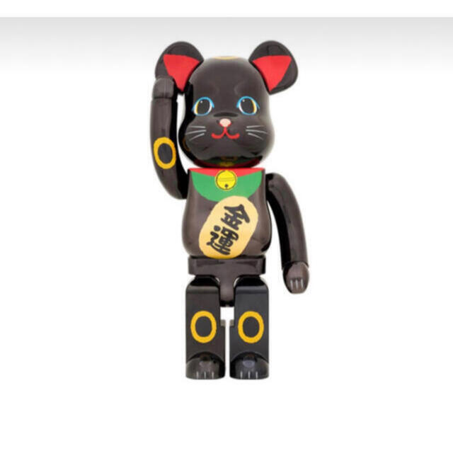 ハンドメイドBE@RBRICK 招き猫 金運 黒メッキ 1000％