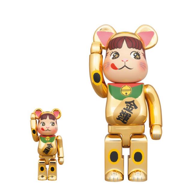 BE@RBRICK 招き猫 ペコちゃん 金運 金メッキ 100% & 400% - フィギュア