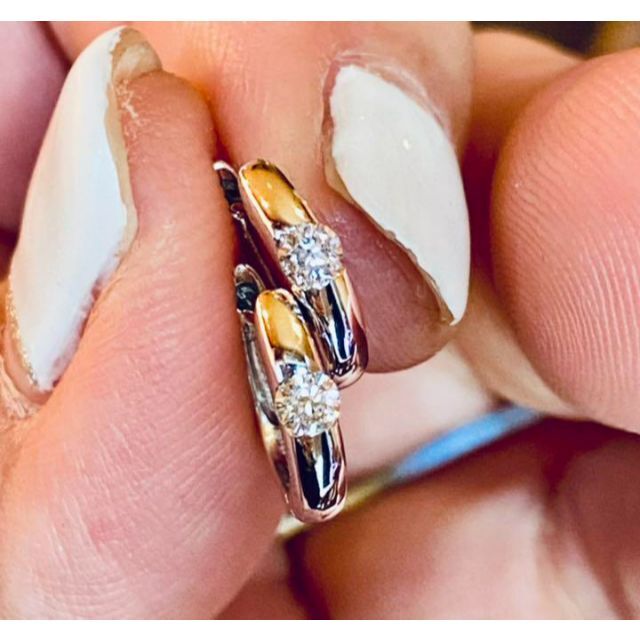 完売しました。。。。。③計0.14ct✨上質ダイヤ✨１粒✨中折れ✨フープピアス メンズのアクセサリー(ピアス(両耳用))の商品写真