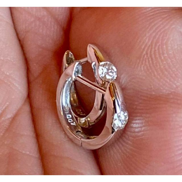 完売しました。。。。。③計0.14ct✨上質ダイヤ✨１粒✨中折れ✨フープピアス メンズのアクセサリー(ピアス(両耳用))の商品写真