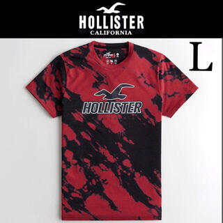 ホリスター(Hollister)の新品タグ付き☆ホリスターマーブル半袖ＴシャツL赤黒アバクロアメリカンイーグル(Tシャツ/カットソー(半袖/袖なし))