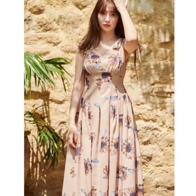 herlipto Sunflower-Printed Midi Dress レディースのワンピース(ロングワンピース/マキシワンピース)の商品写真