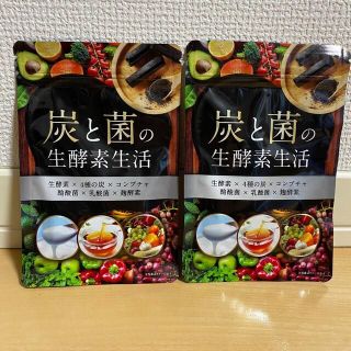 炭と菌の生酵素生活【2袋】生酵素 コンブチャ 4種の炭 60日分(ダイエット食品)