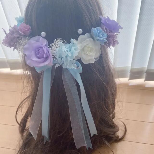 かすみ草髪飾り 水色♡紫