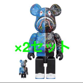 ベアブリック(BE@RBRICK)のBAPE BE@RBRICK LINE CAMO SHARK 100%&400%(フィギュア)