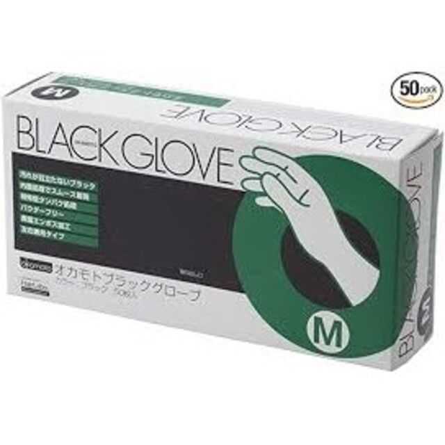 オカモトブラックグローブ Mサイズ 美容師 インテリア/住まい/日用品のキッチン/食器(その他)の商品写真