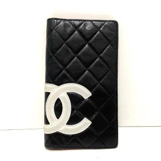 シャネル(CHANEL)のシャネル 長財布 カンボンライン 黒×白(財布)