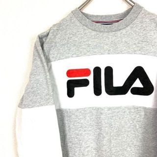 フィラ(FILA)のフィラ FILA ビッグロゴ プリント 切り替え スウェットトレーナー 古着女子(スウェット)