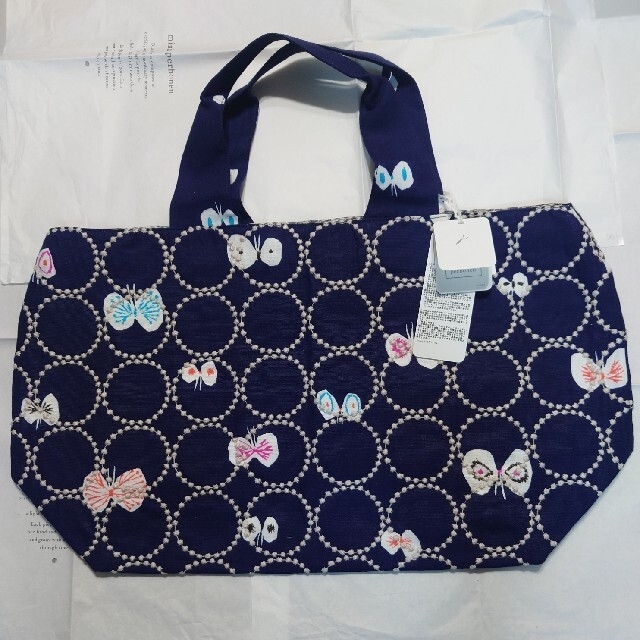 ミナペルホネン パニーニバッグ ハナハネ+タンバリン ネイビー(新品) | refeccs