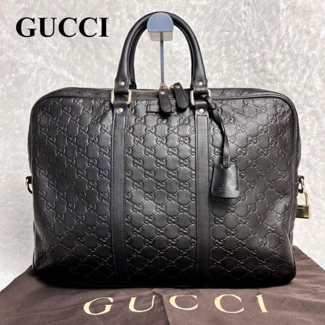 美品✨GUCCI シマ GG ビジネスバッグ ブリーフケース レザー 南京錠