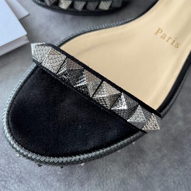 極美品】ルブタン フラットサンダル シルバー 35-