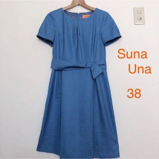 スーナウーナ(SunaUna)の美品♪スーナウーナ　ワンピース♪38 ブルー(ひざ丈ワンピース)