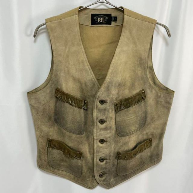 卸し売り購入 - RRL 【希少】RRL スウェード レザーベスト フリンジ