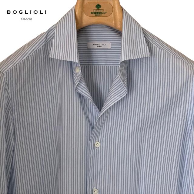 【送料無料/即納】  BOGLIOLI - BOGLIOLIボリオリ/軽量爽快/ストライプ/コットンシャツ シャツ