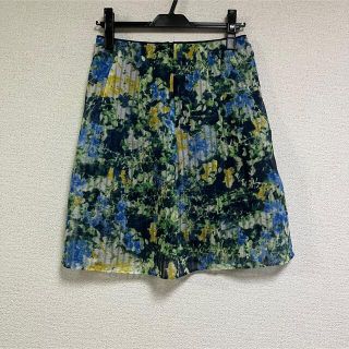 スピックアンドスパン(Spick & Span)の【即納】 Spick&Span 台形スカート ミニスカート 花柄 ネイビー 38(ひざ丈スカート)