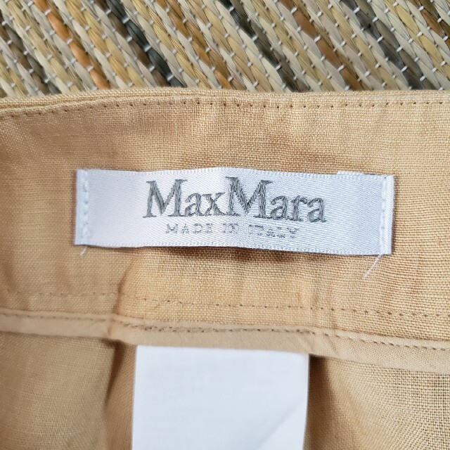 Max Mara(マックスマーラ)のMax Mara マックスマーラ パンツ ワイド ズボン 麻 茶色 ベージュ レディースのパンツ(カジュアルパンツ)の商品写真