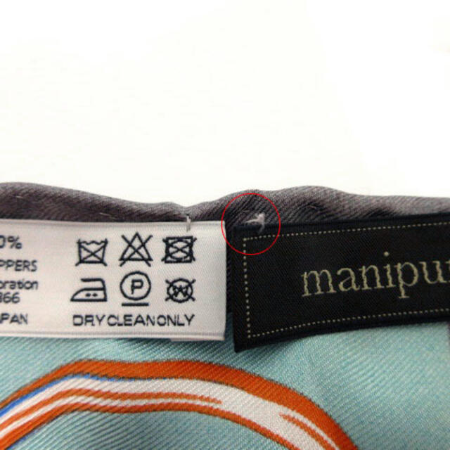 マニプリ manipuri スカーフ シルク100％ 総柄 グレー マルチカラー 6