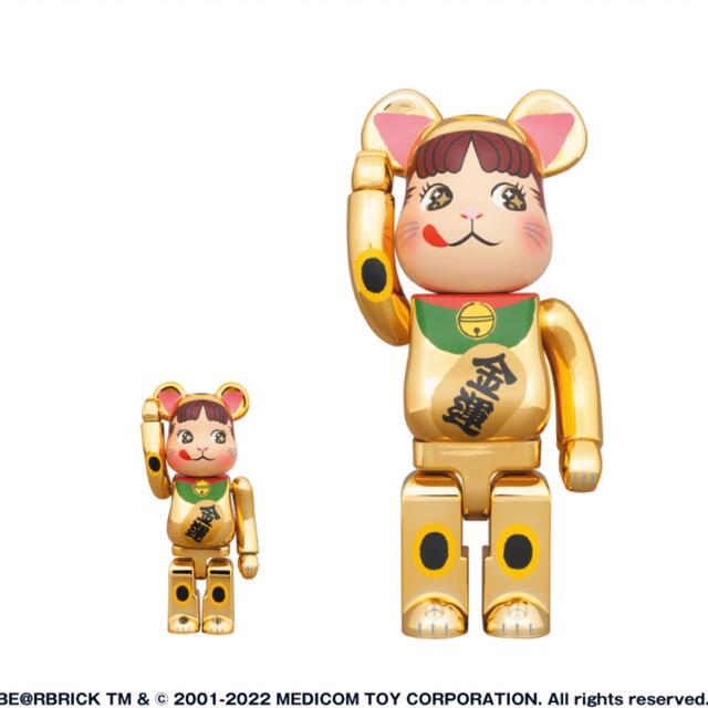 BE@RBRICK 招き猫 ペコちゃん 金運 金メッキ 100% & 400%おもちゃ