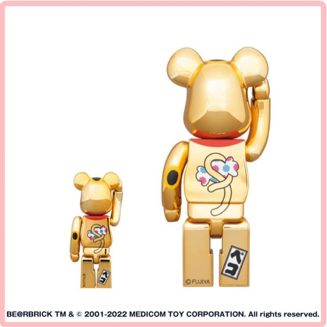 その他BE＠RBRICK 招き猫ペコちゃん 金運 金メッキ 100% & 400%