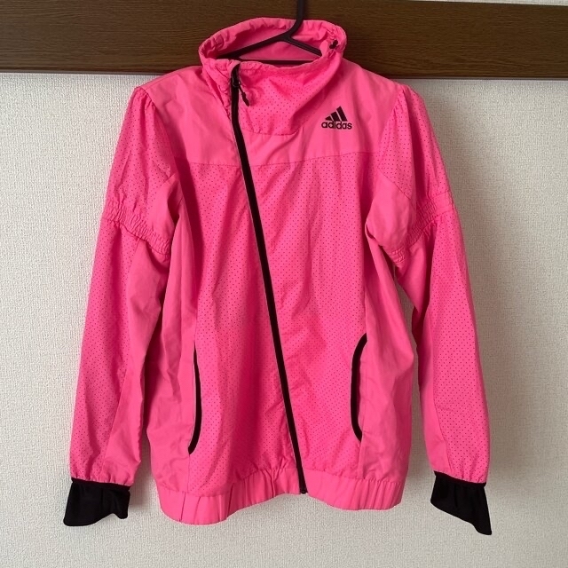 adidas ウインドブレーカー上下　サイズM　ソリッドグレー＆ピンク