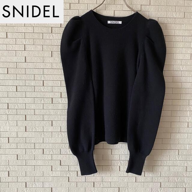 SNIDEL - SNIDEL スナイデル パフスリーブニットプルオーバー セーター ブラックの通販 by fu fu shop