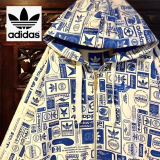 アディダス(adidas)のアディダス オリジナルス ロゴづくし ブルー パーカー トレーナー ジャージ(パーカー)