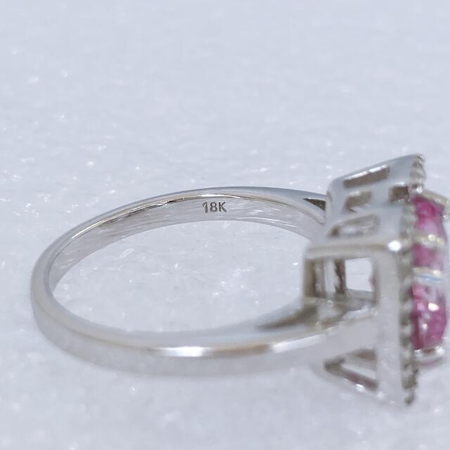 ★新品同様 18K 大粒 クンツァイト 天然ダイヤモンド リング 指輪 レディースのアクセサリー(リング(指輪))の商品写真