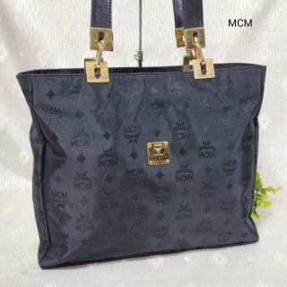 MCM エムシーエム トートバッグ ナイロンバッグ 総柄 モノグラム ブラック