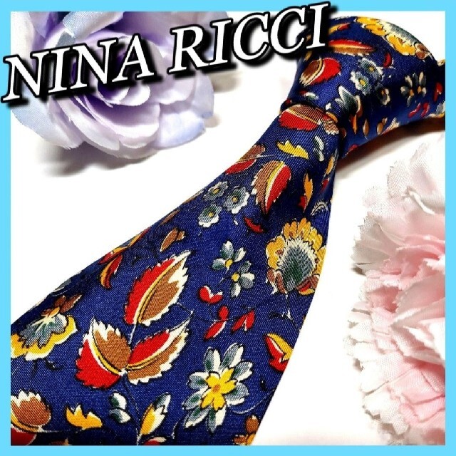 NINA RICCI(ニナリッチ)の69【NINA RICCI】ニナ リッチネクタイ  青×花柄×総柄 メンズのファッション小物(ネクタイ)の商品写真