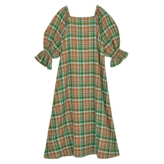 アメリヴィンテージ(Ameri VINTAGE)のAmeri VINTAGE LACEY CHECK PUFF DRESS(ロングワンピース/マキシワンピース)