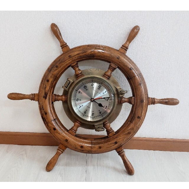 掛時計/柱時計壁掛け時計 木製 操舵輪 マリン アンティーク  海外製