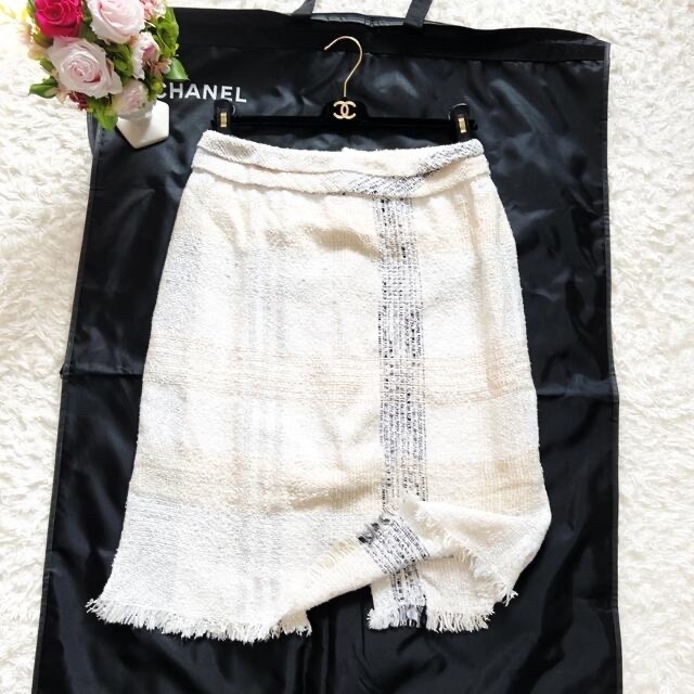 美品 CHANEL シャネル ツイード チェック COCO ボタン スカート