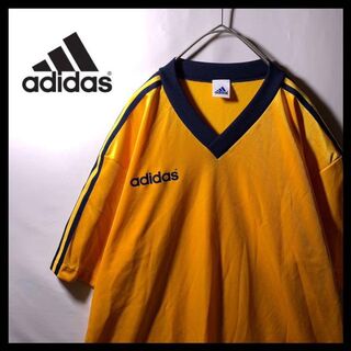 アディダス(adidas)の90s 古着 adidas アディダス デサント製 ゲームシャツ Tシャツ 黄色(Tシャツ/カットソー(半袖/袖なし))