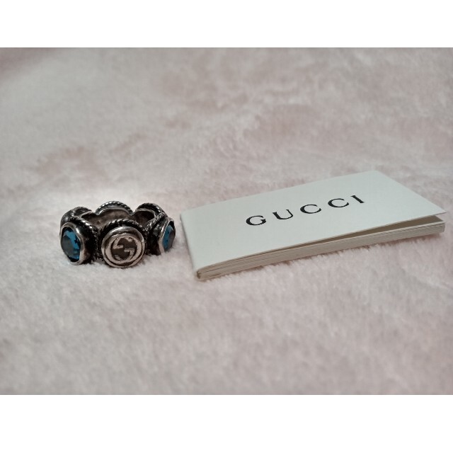 テテ着用　GUCCI リング スワロフスキー クリスタルブルー | フリマアプリ ラクマ