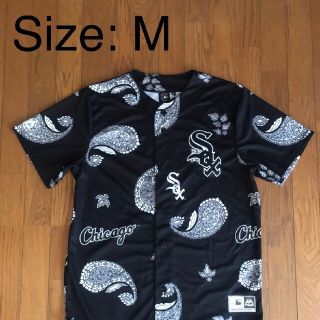 マジェスティック(Majestic)のホワイトシカゴソックス ペイズリー柄 ベースボールユニフォーム(Tシャツ/カットソー(半袖/袖なし))