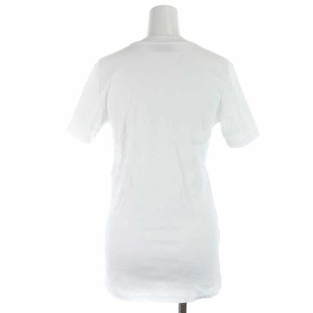 約38cm袖丈メゾンキツネ 18AW Tシャツ カットソー コットン ロゴ 刺繍 半袖 M 白