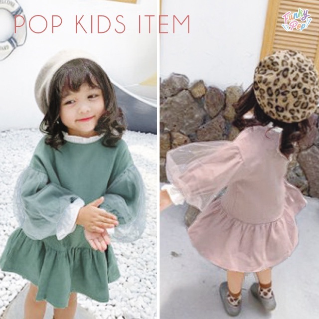 ★新品★キッズ アーム シースルー ワンピース【子供 ベビー 赤ちゃん キッズ/ベビー/マタニティのキッズ服女の子用(90cm~)(ワンピース)の商品写真