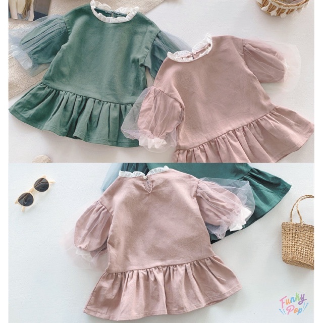 ★新品★キッズ アーム シースルー ワンピース【子供 ベビー 赤ちゃん キッズ/ベビー/マタニティのキッズ服女の子用(90cm~)(ワンピース)の商品写真