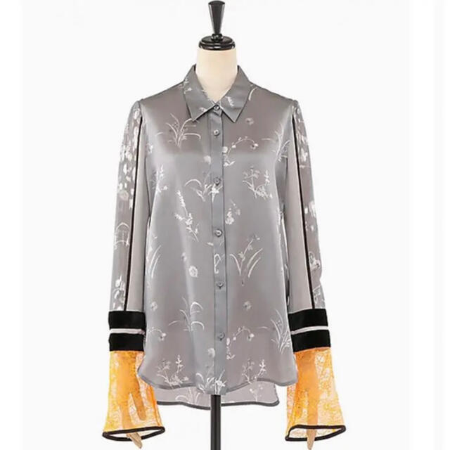 mame  Silk Lame Print Sleeves Shirt