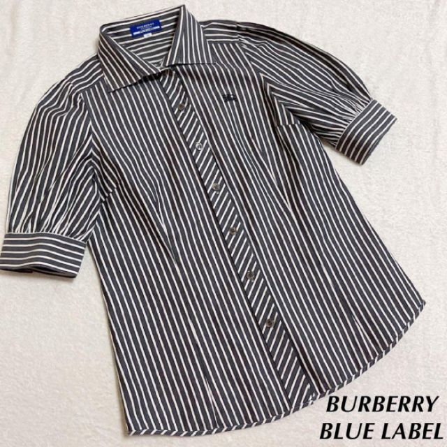 BURBERRY BLUE LABEL(バーバリーブルーレーベル)のバーバリー ブルーレーベル ストライプ シャツ トップス 半袖 サイズ38 レディースのトップス(シャツ/ブラウス(半袖/袖なし))の商品写真