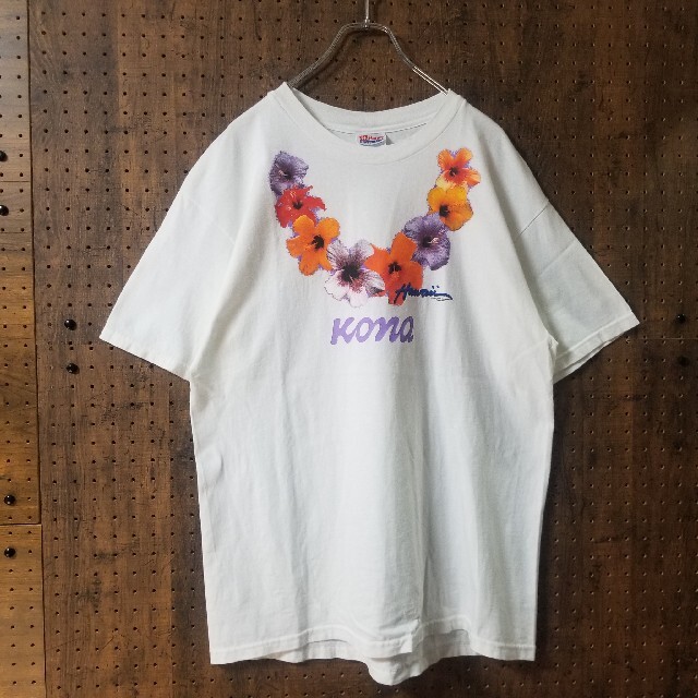 Hanes(ヘインズ)のHanes ヘインズ　花柄　デザイン　Tシャツ　サイズ L　メキシコ製 メンズのトップス(Tシャツ/カットソー(半袖/袖なし))の商品写真