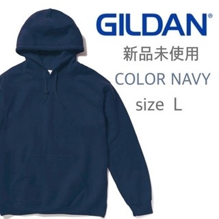 ギルタン(GILDAN)の新品未使用 ギルダン 無地 裏起毛 プルオーバーパーカー ネイビー 紺 L(パーカー)