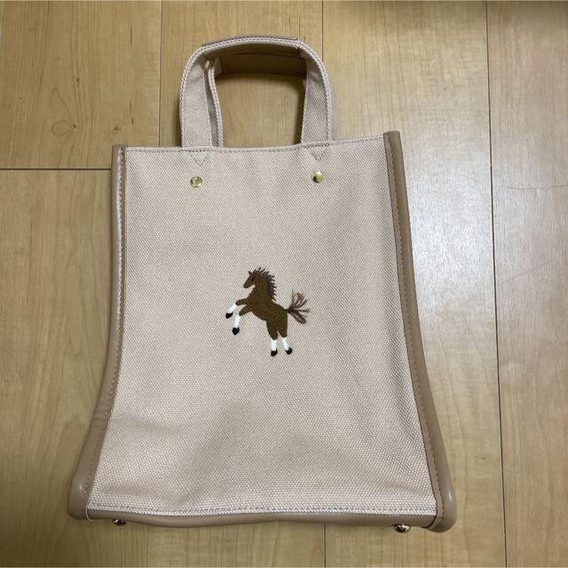 SEVEN TEN セブンテン ワンポイント刺繍トートバッグ(ベージュ/小)お馬 ...