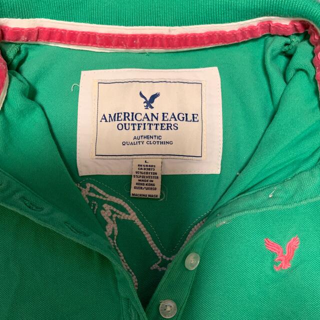 American Eagle(アメリカンイーグル)のアメリカンイーグル　グリーンポロシャツ レディースのトップス(ポロシャツ)の商品写真