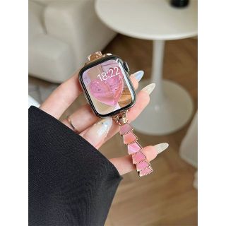 アップルウォッチ(Apple Watch)のCブレスレット❤ピンク×銀 apple watch バンド SE 40 41⑥(腕時計)