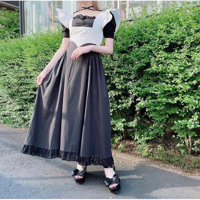pain lilLilly リルリリー バイカラー エプロンドレス ワンピース