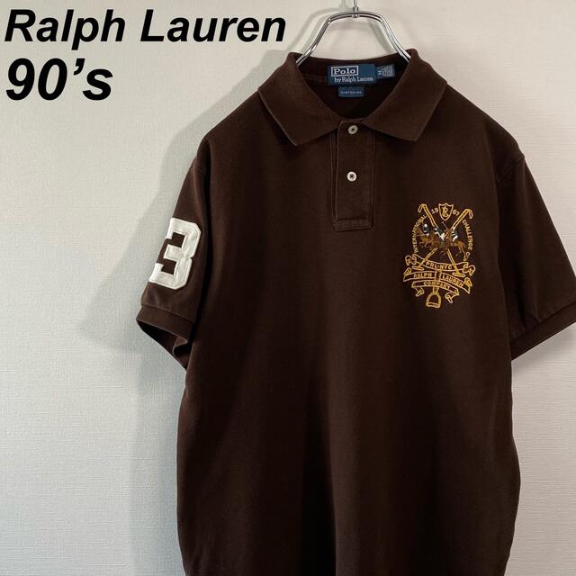 90's ポロラルフローレン ポロシャツ 半袖 M 刺繍ロゴ スリランカ製