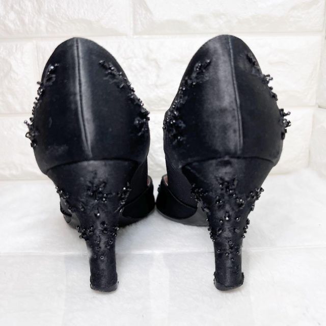 PRADA(プラダ)のPRADA プラダ 36 パンプス サテン生地 刺繍 ビーズ ブラック 黒 レディースの靴/シューズ(ハイヒール/パンプス)の商品写真